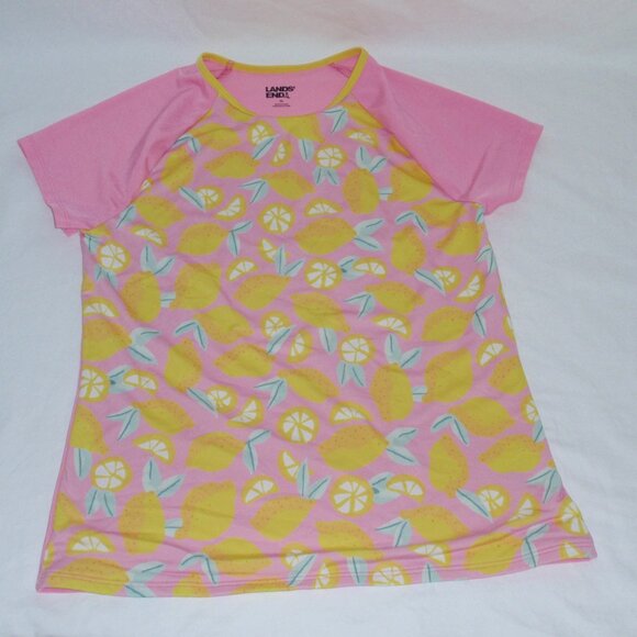 3pc Lands End Mix Match Pink Striped Lemons Bikini Rash Guard Swimsuit Set Sz 14 - Picture 10 of 16